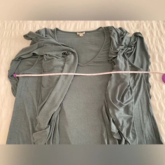 POL V-Neck Ruffle Top in Teal - Picture 8 of 16